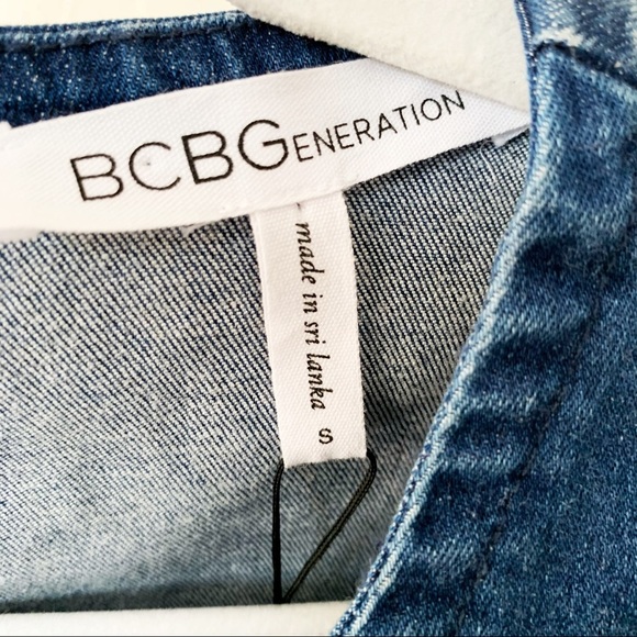 Bcbgeneration Frayed Denim Top Blue Med Wash S NWT - Picture 11 of 15